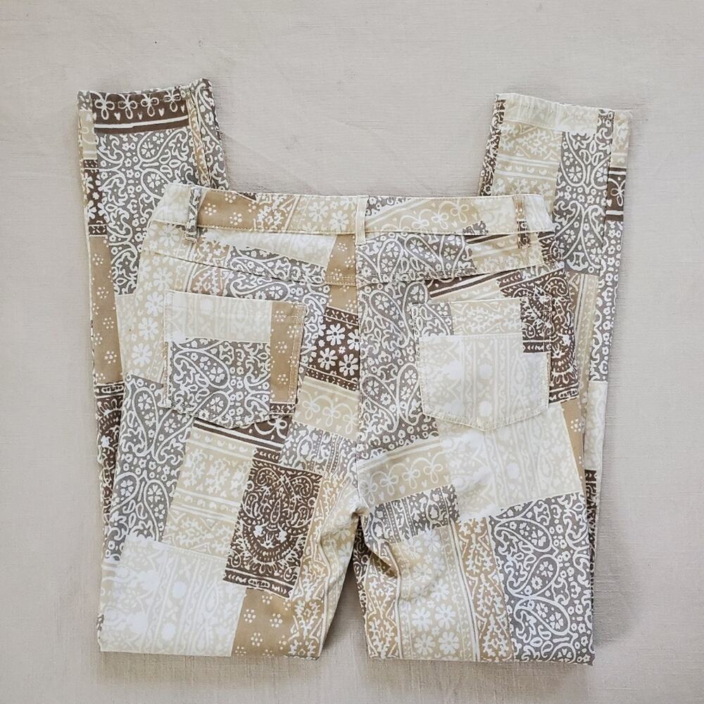 J McLaughlin patchwork filigree neutral pants women's 8 32 inch waist